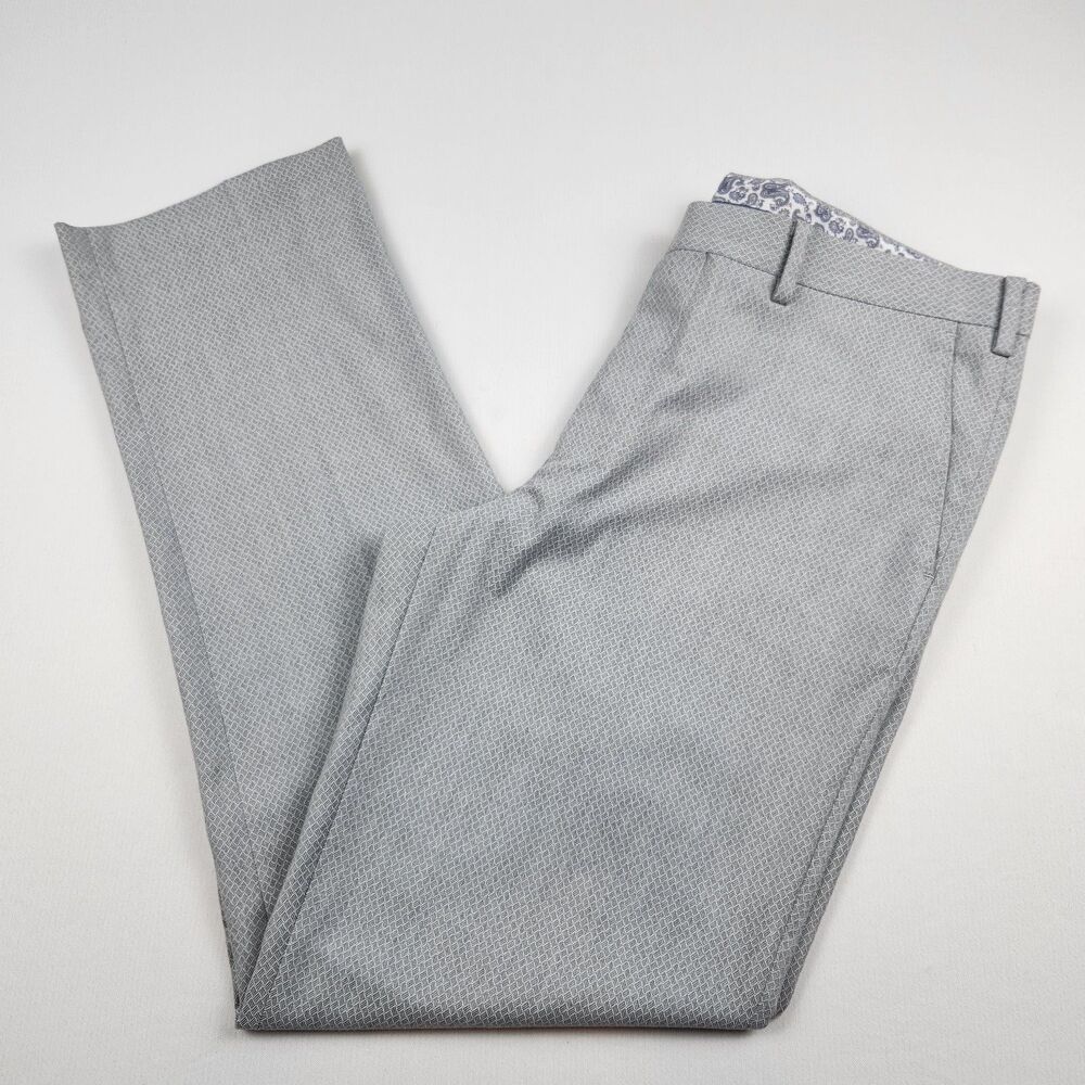 Murano Micro-Diamond Slacks Mens 34x32 Light Gray Modern Comfort Office Casual